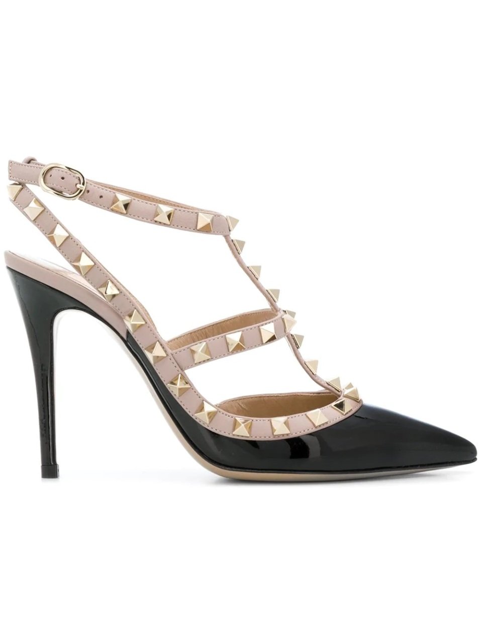 Siyah Rugan T-Bant Rockstud Stiletto