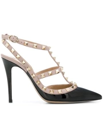 Siyah Rugan T-Bant Rockstud Stiletto