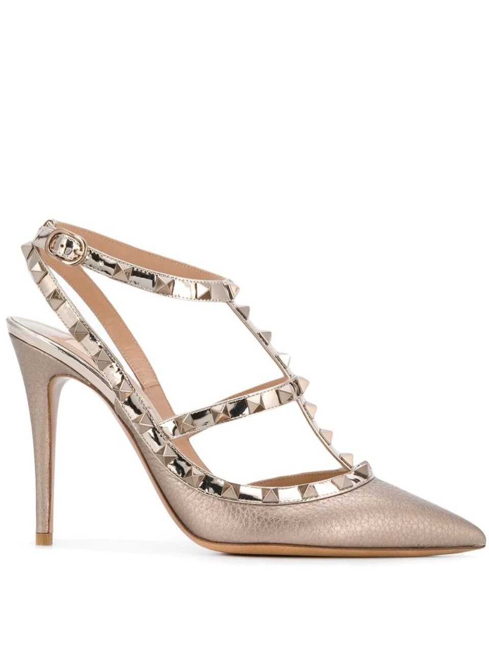 Bronz Dokulu T-Bant Rockstud Stiletto