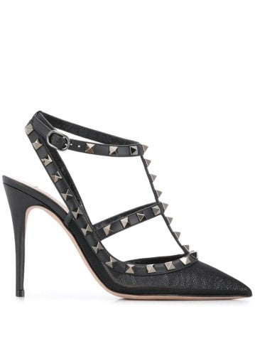 Siyah File T-Bant Rockstud Stiletto