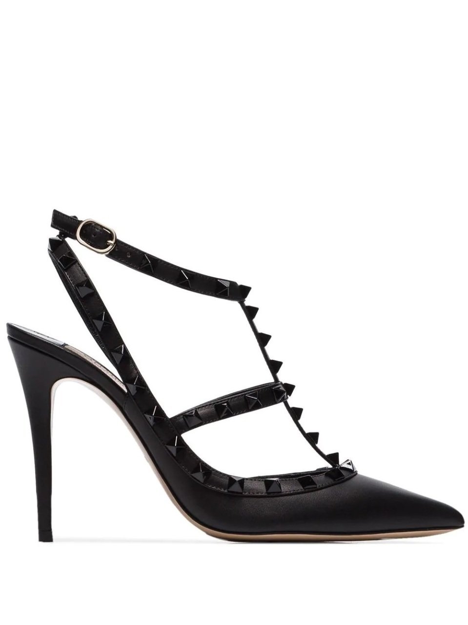 Siyah T-Bant Rockstud Stiletto