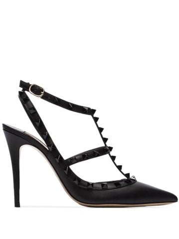 Siyah T-Bant Rockstud Stiletto