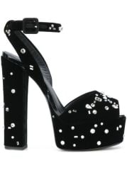Betty Siyah Kadife Taşlı Platform
