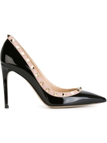 Siyah Rugan Rockstud Stiletto