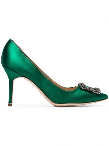 Solin Yeşil Saten Stiletto
