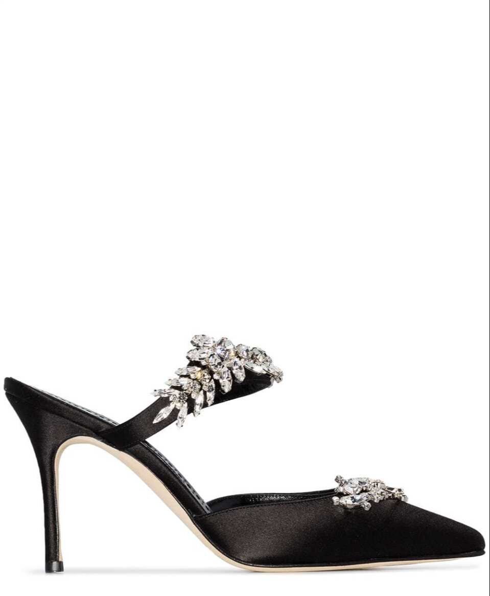 Lurum Siyah Saten Açık Stıletto