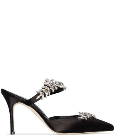 Lurum Siyah Saten Açık Stıletto