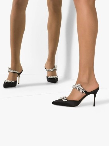 Lurum Siyah Saten Açık Stıletto