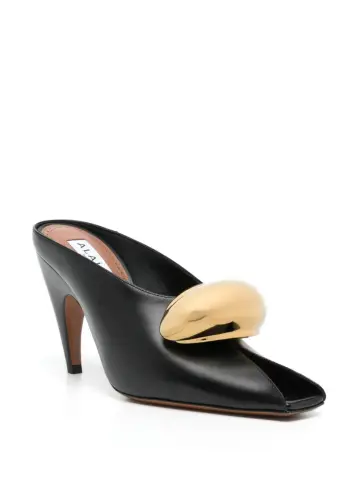 Siyah Deri Metalic Terlik