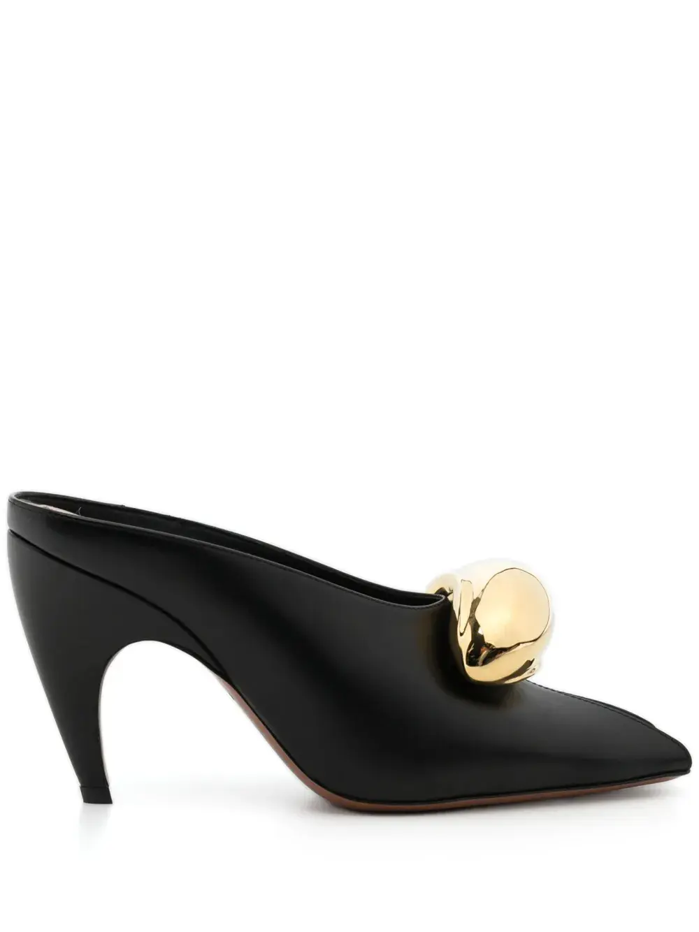 Siyah Deri Metalic Terlik