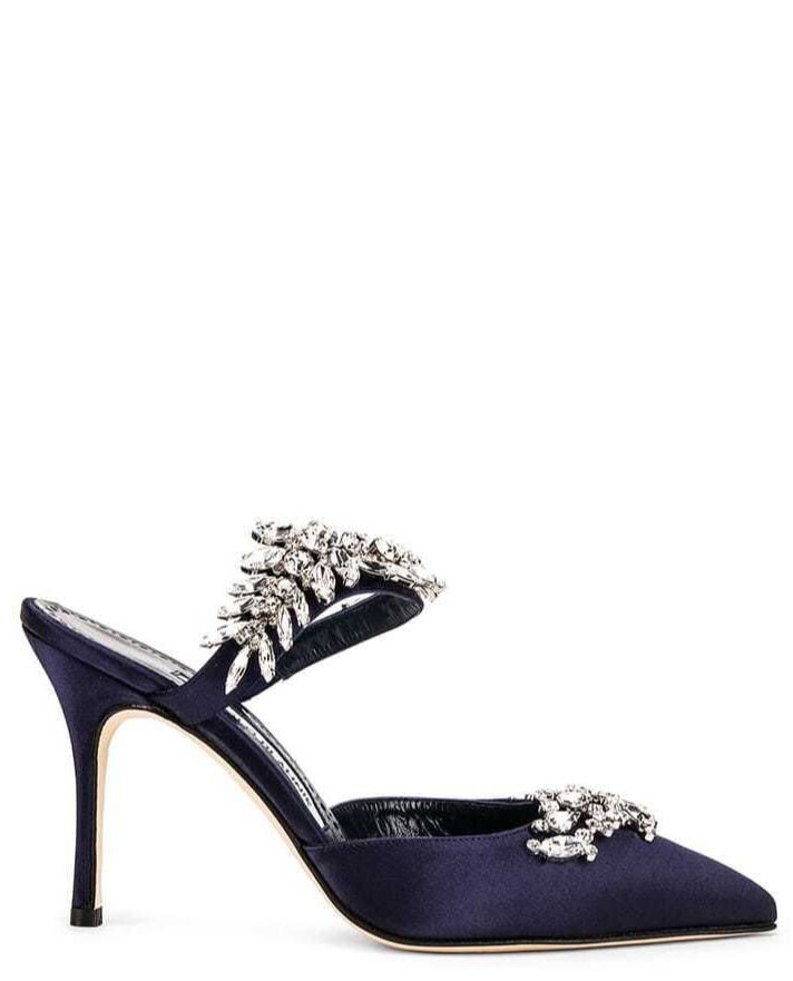 Lurum Lacivert Saten Açık Stıletto