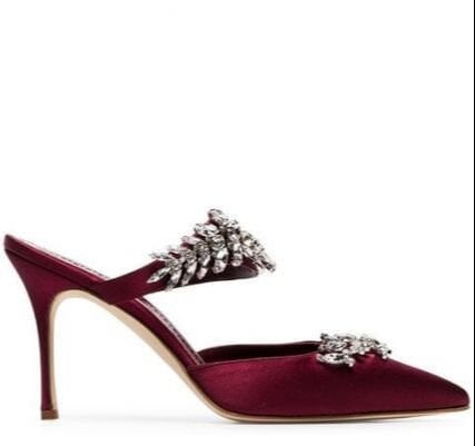 Lurum Bordo Saten Açık Stıletto