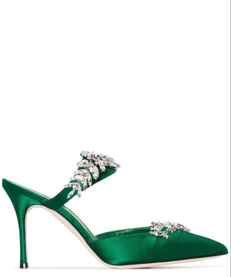 Lurum Yeşil Saten Açık Stıletto