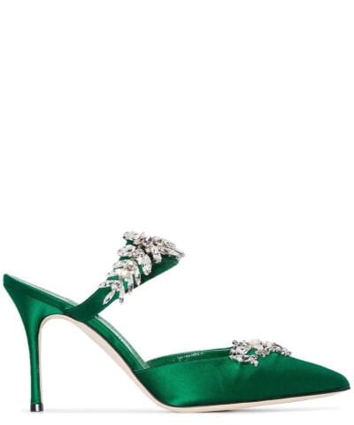 Lurum Yeşil Saten Açık Stıletto