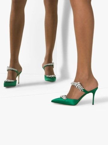 Lurum Yeşil Saten Açık Stıletto