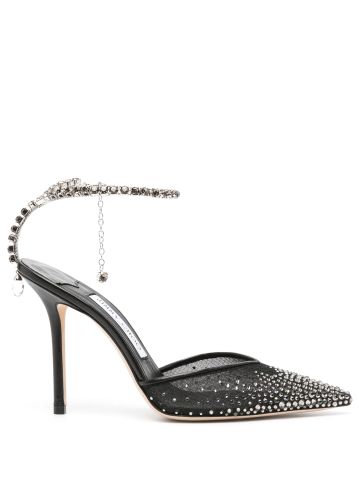 Azur Siyah Taşlı File Stiletto
