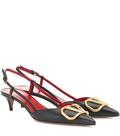 Siyah V Logo Rockstud Stiletto
