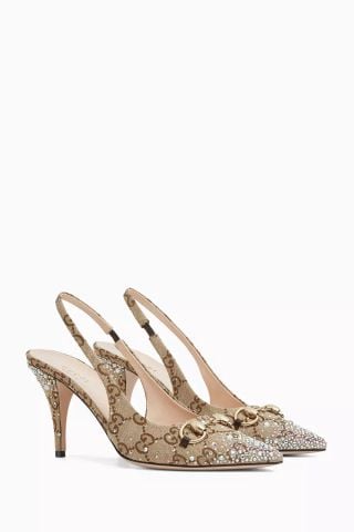 GG Canvas Taşlı Stiletto