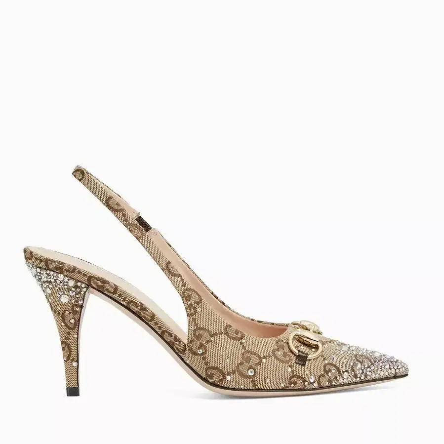 GG Canvas Taşlı Stiletto