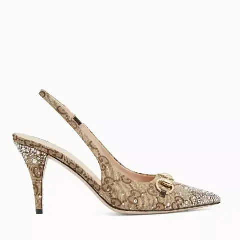 GG Canvas Taşlı Stiletto