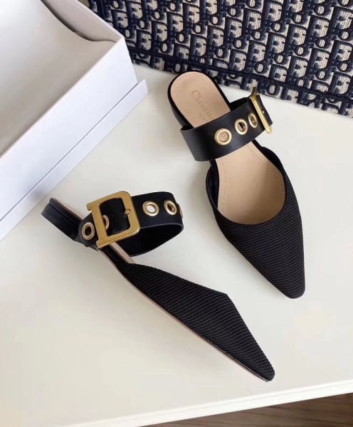 Dior Siyah Canvas Terlik