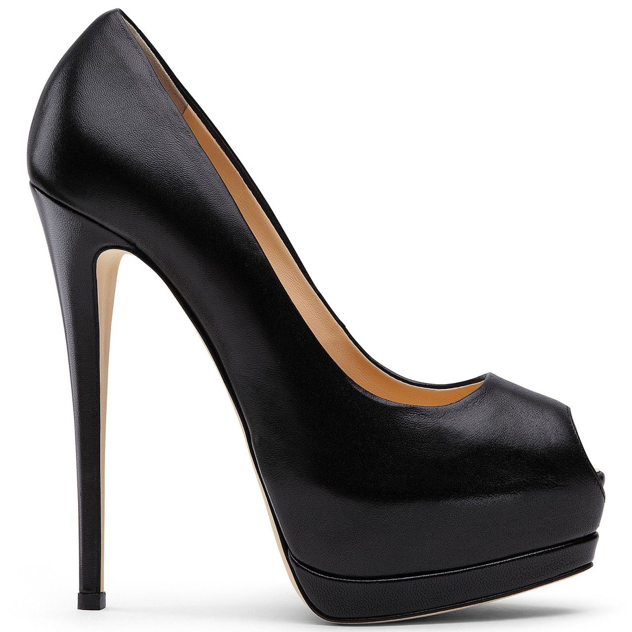 Sharon Siyah Deri Platform