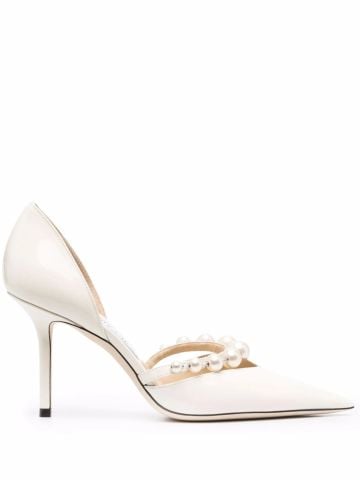 Beyaz Rugan İncili Stiletto