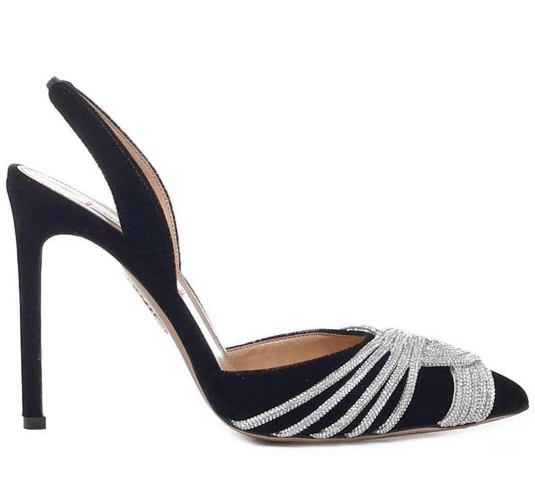Shiny Siyah Saten Stletto