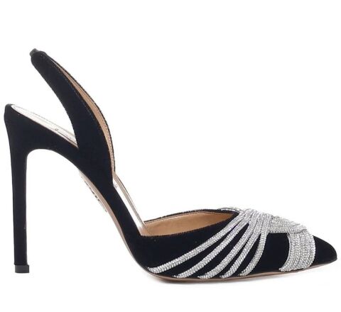 Shiny Siyah Saten Stletto