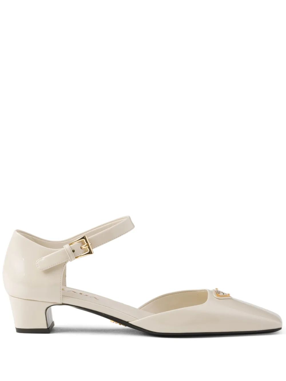 Krem Rugan Logo Köşeli Stiletto