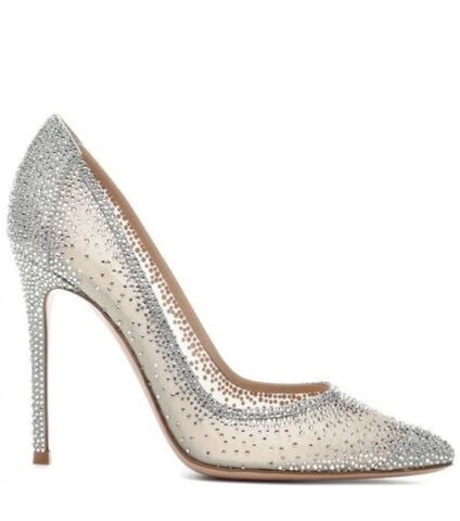 Sequin Gümüş Taşlı Stiletto