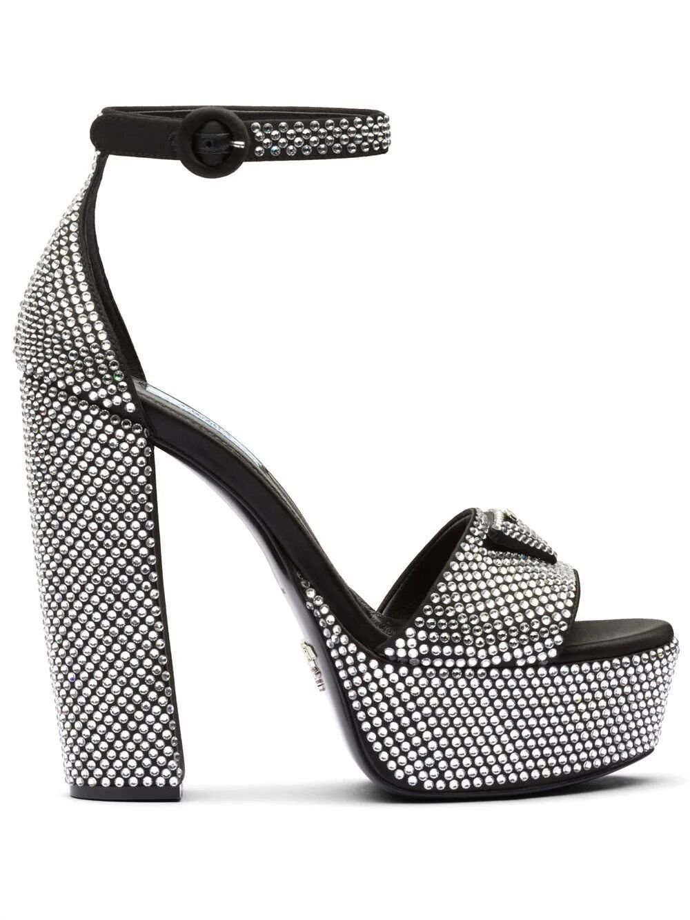 Magda Black & Silver Taşlı Platform Sandelet