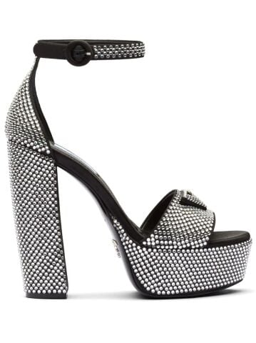 Magda Black & Silver Taşlı Platform Sandelet