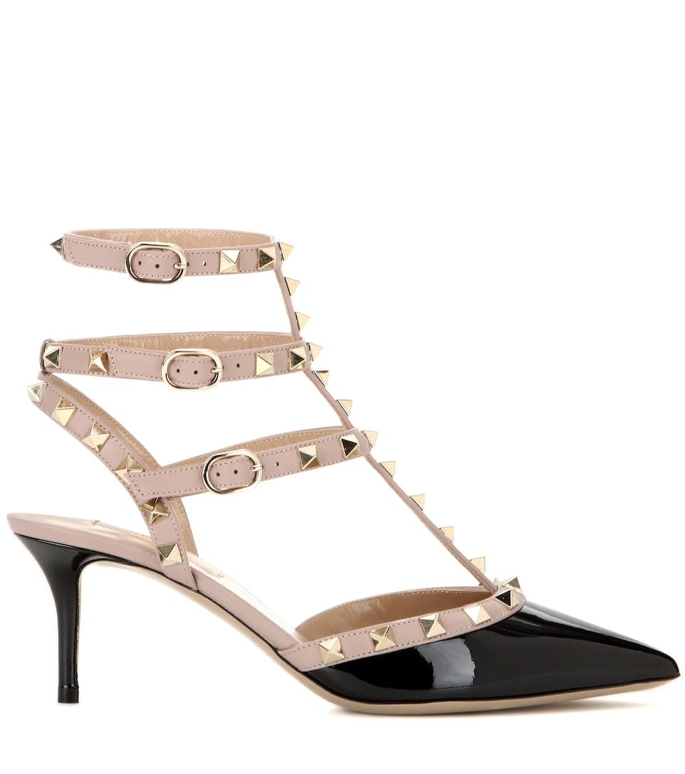 Siyah Rugan T-Bant Rockstud Stiletto