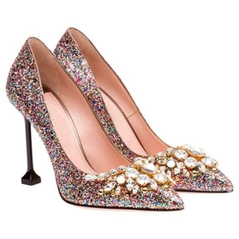 Nora Renkli Sim Taşlı Stiletto