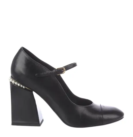 CC Siyah İnci Topuk Stiletto