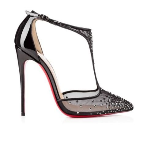 Cindirella Siyah T Bantlı Stiletto