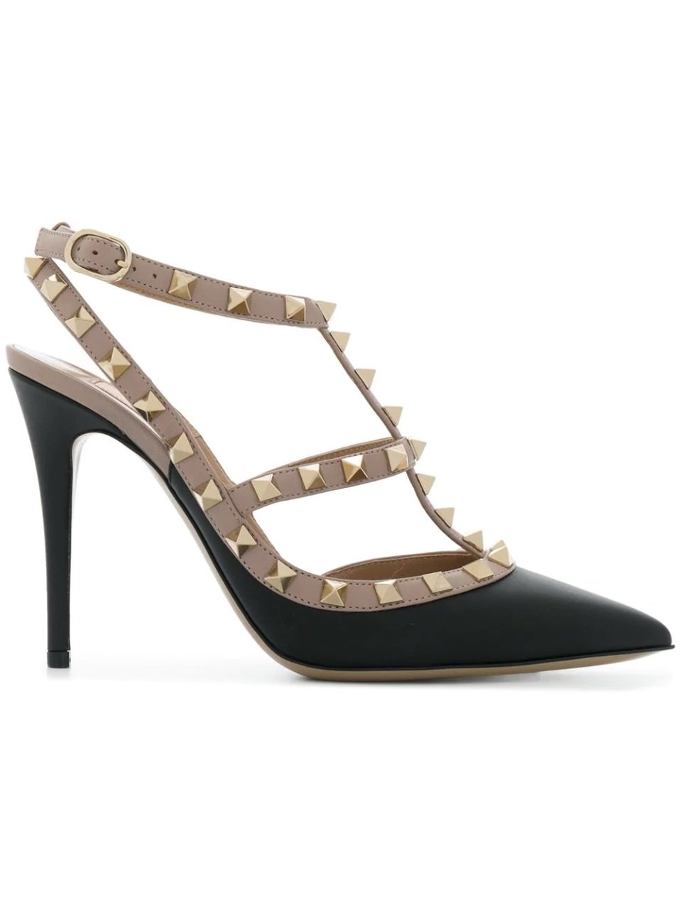 Siyah T-Bant Rockstud Stiletto
