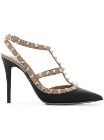 Siyah T-Bant Rockstud Stiletto