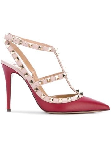 Kırmızı T-Bant Rockstud Stiletto