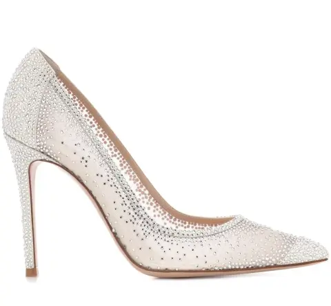 Sequin Beyaz Gümüş Taşlı Stiletto